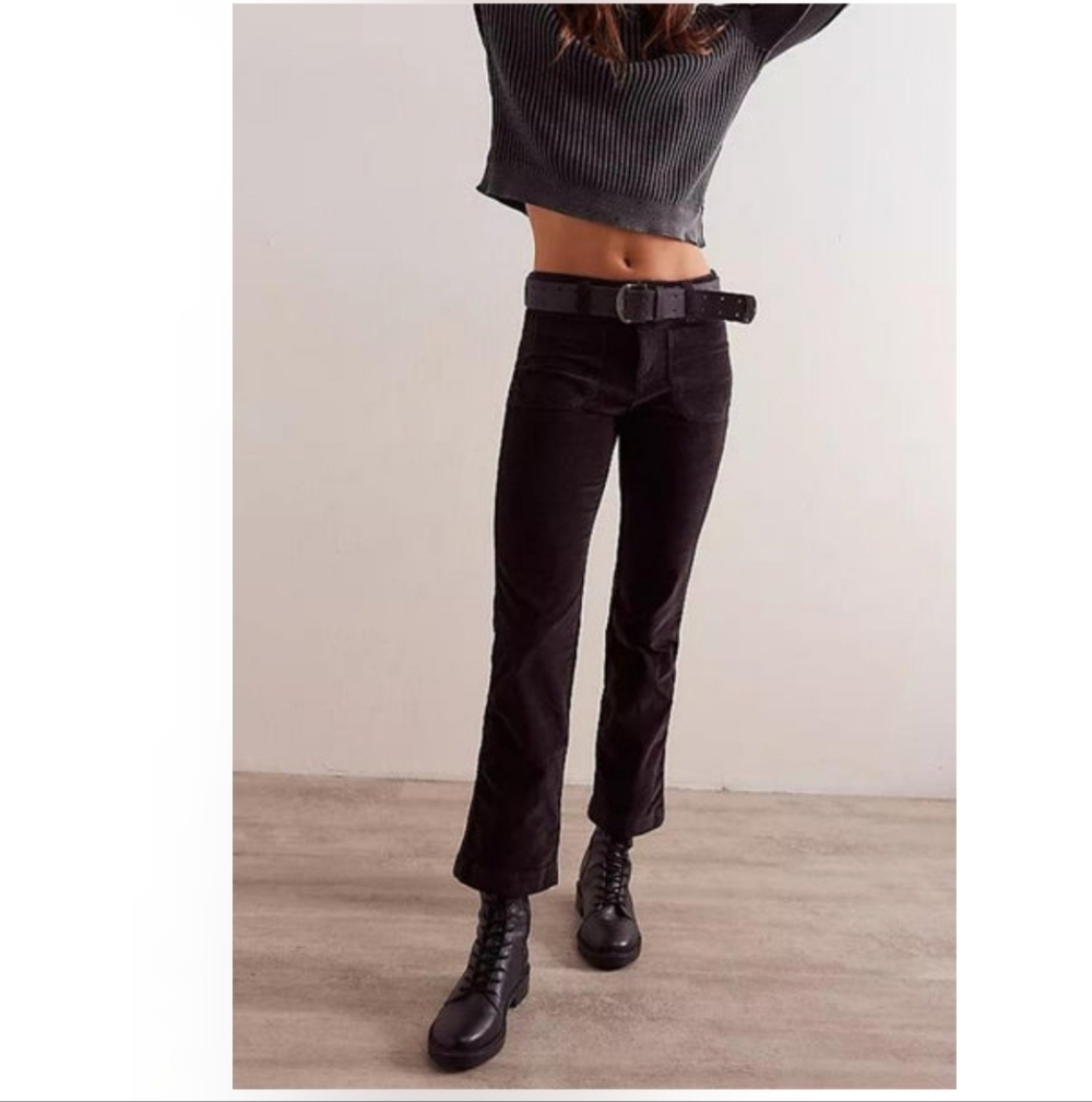 Free People Velvet Kick Flare Pants Black